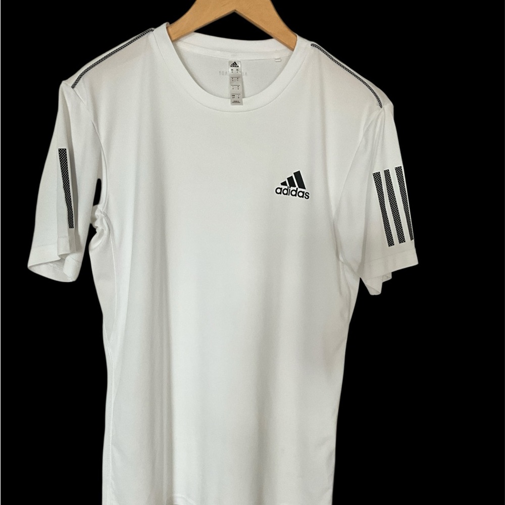 Adidas Men's Aeroready White Tee with Black Accents